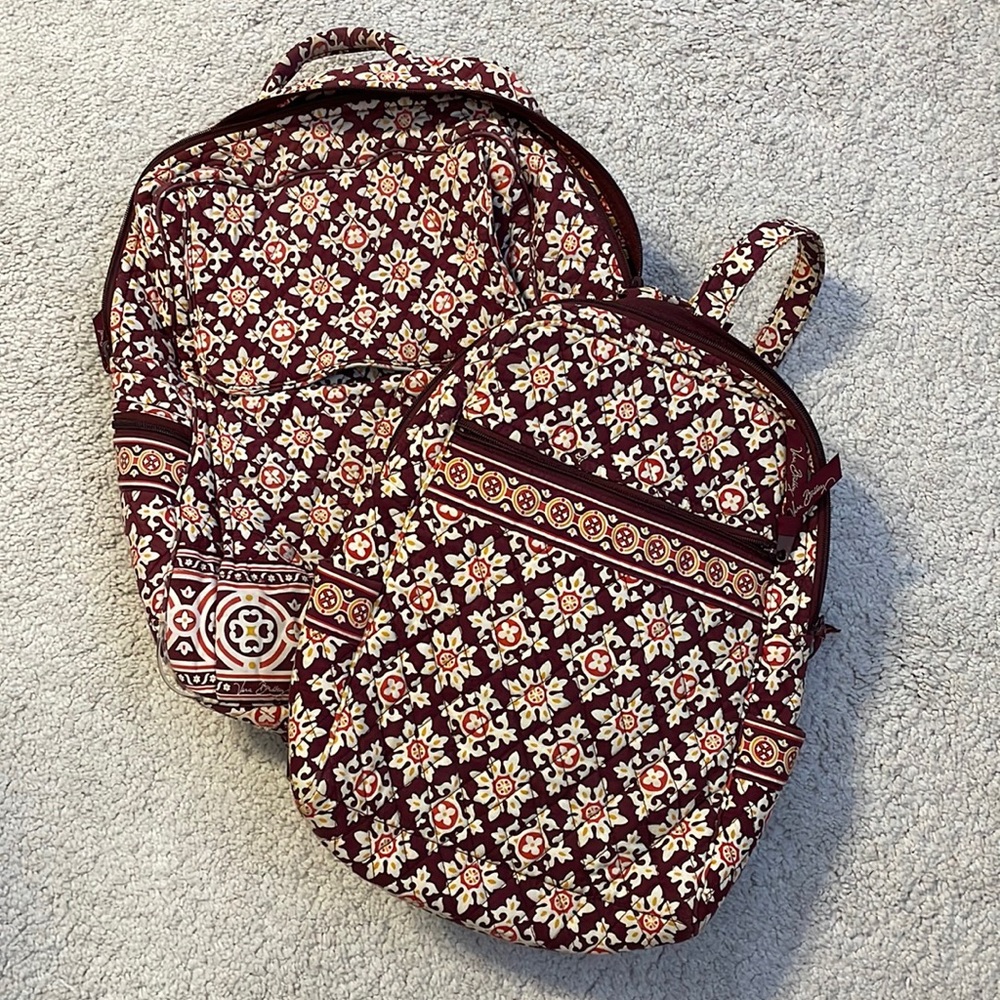 TWO Vera Bradley matching print Backpacks